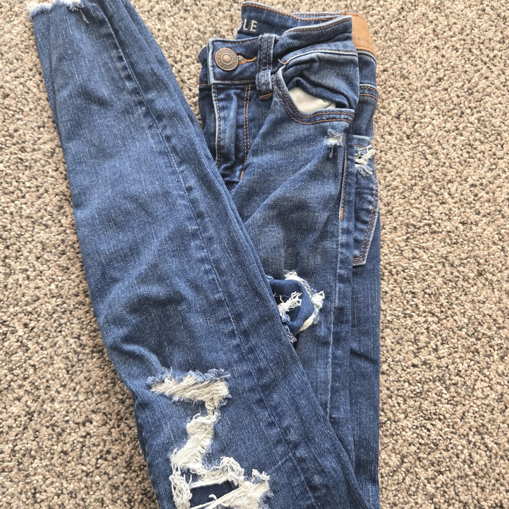 American Eagle Outfitters Ripped Blue Skinny Jeans